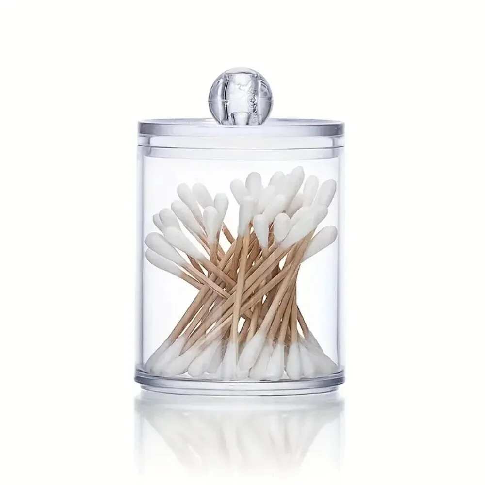 Stacked Acrylic Cotton Swab & Cotton Rounds Holder